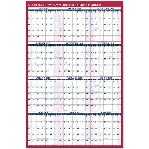 Dry Erase Erasable 32 x 48 AT-A-GLANCE 2019-2020 Academic Year Wall Calendar Reversible Jumbo Vertical//Horizontal PM36AP2820